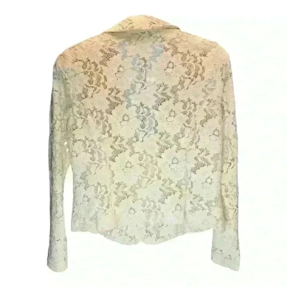 CAbi Women's Ivory Lace Blazer Jacket Floral Button Front Long Sleeve - Picture 2 of 6